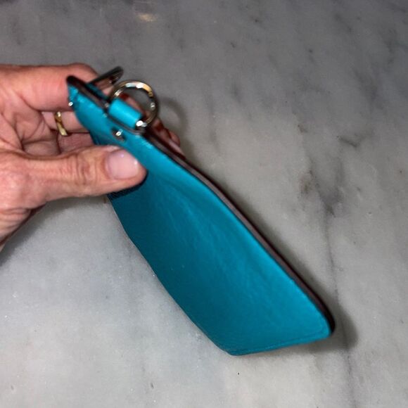 Michael Kors Bag Wristlet Purse Aqua Pebbled Leather Clutch - Picture 7 of 15